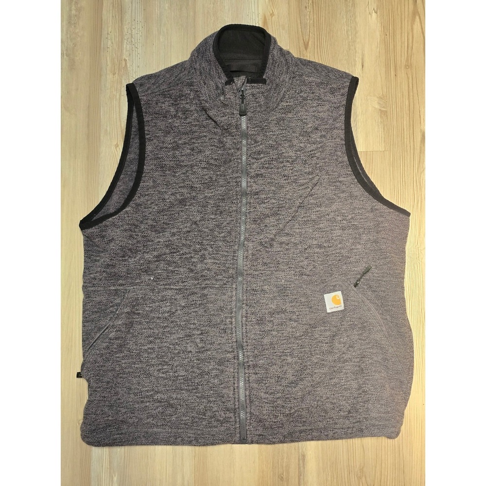 Carhartt Mens Relaxed Fit Fleece Vest Gray Heather Full Zip
